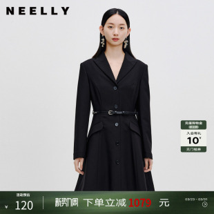 收腰高级气质感职业小黑裙 连衣裙女春新款 NEELLY纳俪商场同款 西装