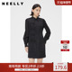 NEELLY纳俪商场同款 秋冬新中式 连衣裙女黑色显瘦国风立领盘扣裙子