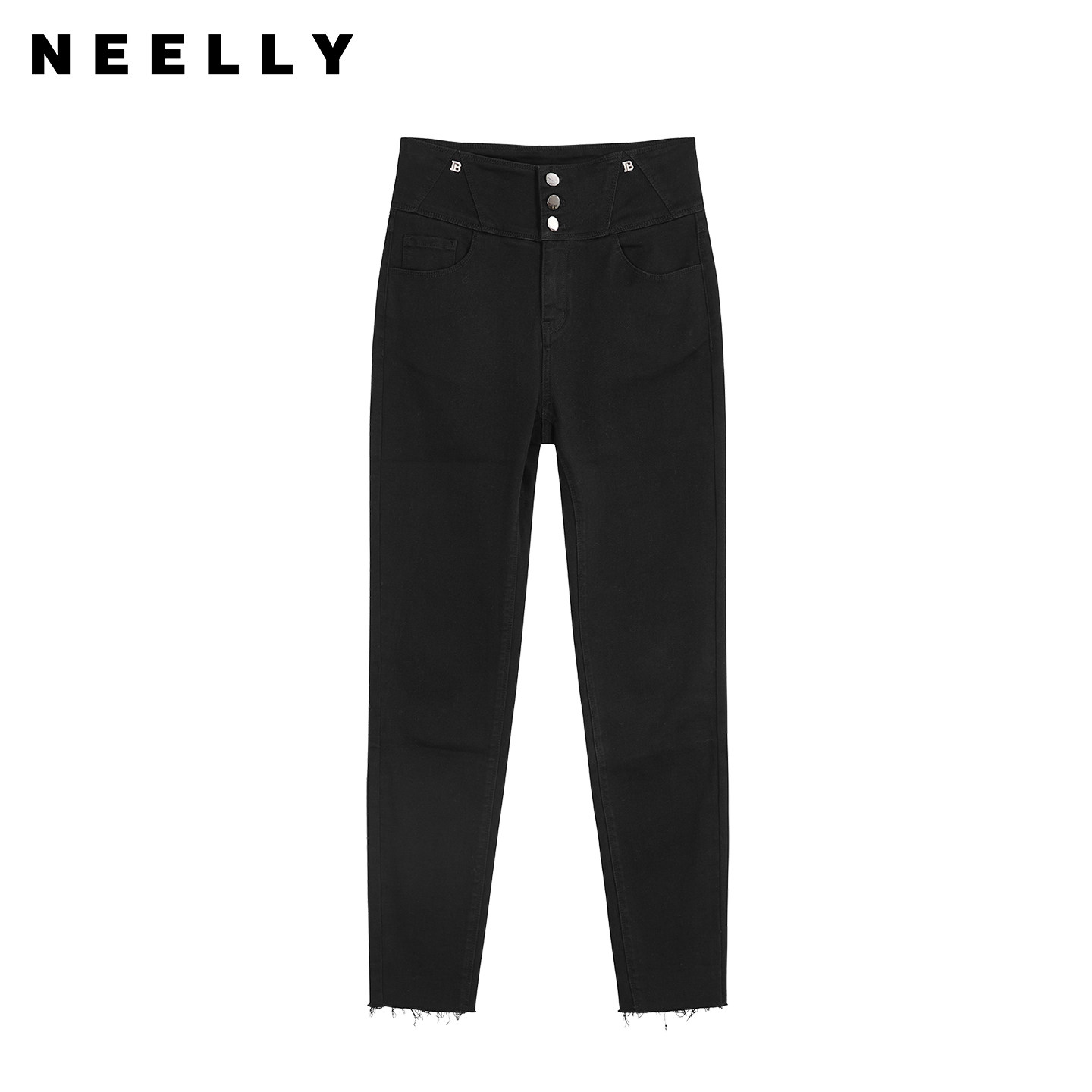 NEELLY纳俪商场同款黑色百搭收腹铅笔裤女冬季磨毛修身显瘦小脚裤