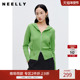 NEELLY纳俪商场同款 女基础V领百搭舒适上衣 针织衫 冬新款 显白修身