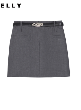 NEELLY纳俪商场同款春季新款高级感灰色包臀裙女A字半身裙短裙