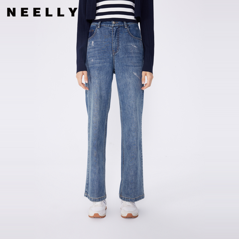 NEELLY商场同款水洗牛仔裤女