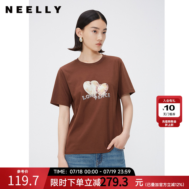 NEELLY纳俪短袖薄印花T恤