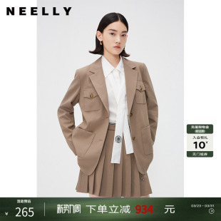 外套女韩版 英伦风西装 金扣挺阔小西服 春秋款 NEELLY纳俪商场同款