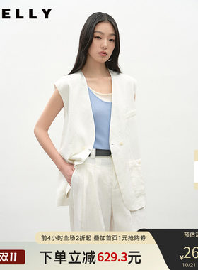 NEELLY纳俪商场同款夏新款随性廓形中长款西装马甲女慵懒舒适上衣