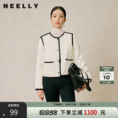 白色菱格短款 新款 棉衣女通勤轻薄棉服外套 冬季 NEELLY纳俪商场同款