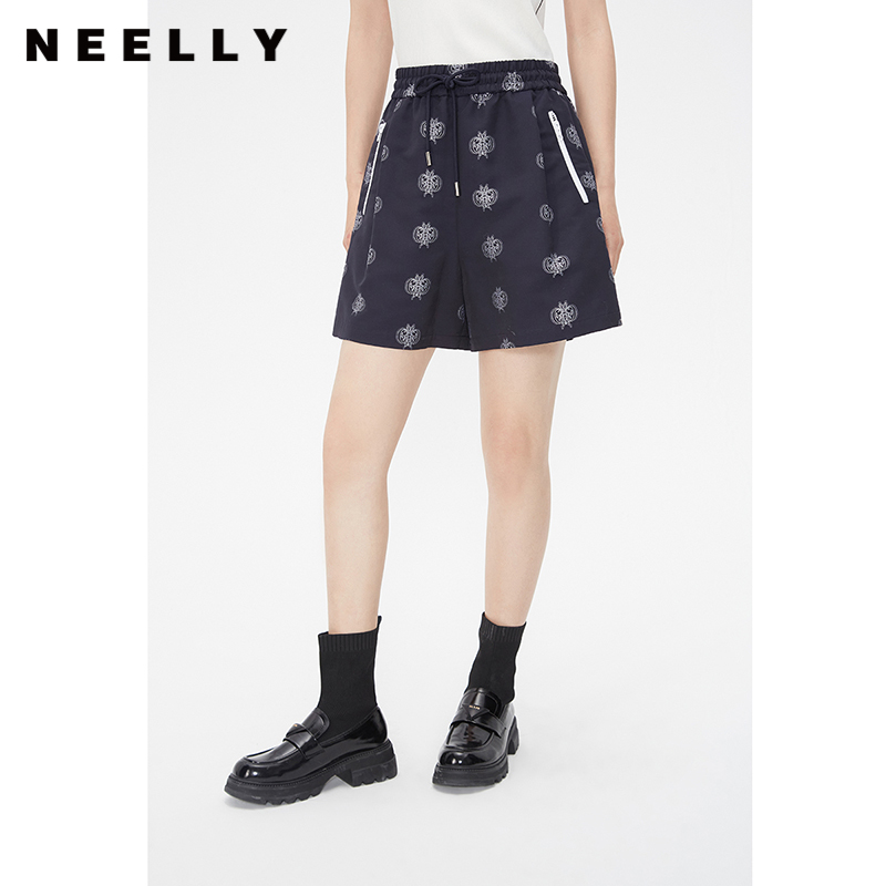 NEELLY纳俪松紧腰短款休闲裤