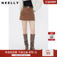 直筒短裤 NEELLY纳俪商场同款 裤 女100%棉辣妹时尚 美式 复古高腰工装