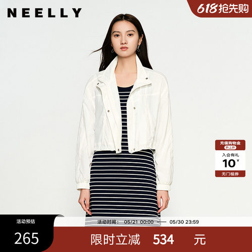 NEELLY纳俪商场同款春秋新款时尚休闲单排扣外套女通勤简约上衣