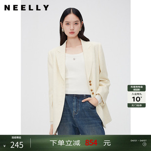 重工提花西装 外套女单排扣通勤短上衣 春秋新款 NEELLY纳俪商场同款