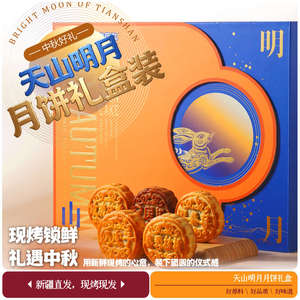 安居尔新疆天山明月月饼礼盒720g玫瑰核桃蔓越莓枣蓉核桃中秋礼盒
