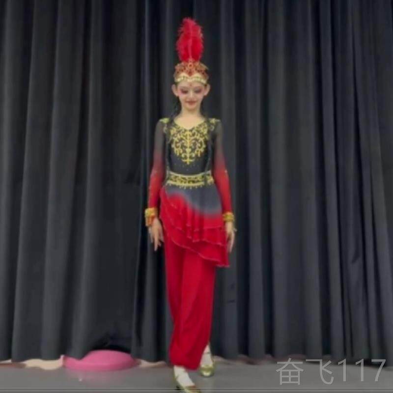 正品儿童新疆舞演出服手鼓族铃舞少民族少数民族维维吾尔族铛女舞