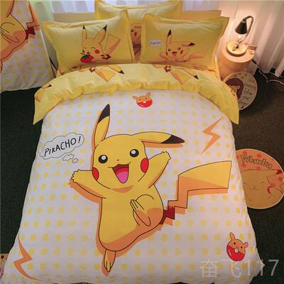 正品.儿童棉卡通三四件套卡丘可爱床上用品纯棉公全皮主粉被套12