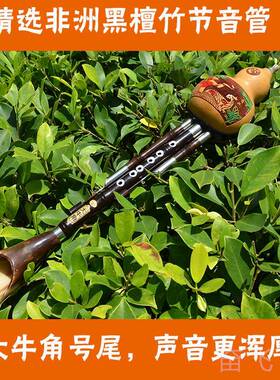 正品大牛精制葫芦丝专演奏角型C调降业调乐器黑檀镶孔考级录B音葫