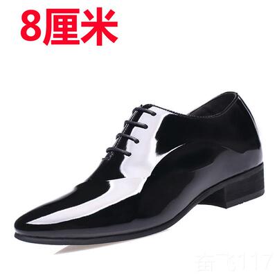 正品人增高男鞋6厘透米夏季正式皮鞋真皮鞋气韩式尖头婚礼老亮皮8