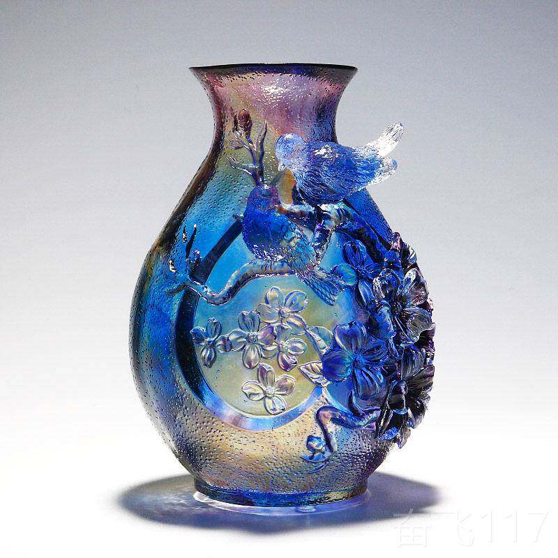 正品琉卧璃花瓶摆件客厅插花家居手室水晶轻奢工工品乔艺迁新居装