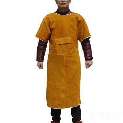 正品热防火阻燃防辐射服隔牛皮电焊皮围裙短袖电用焊防护服电焊工