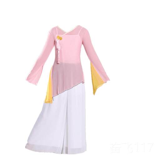 正品儿童古典飘纱衣舞蹈服练功服女童民族舞中国风韵舞逸身扇子演