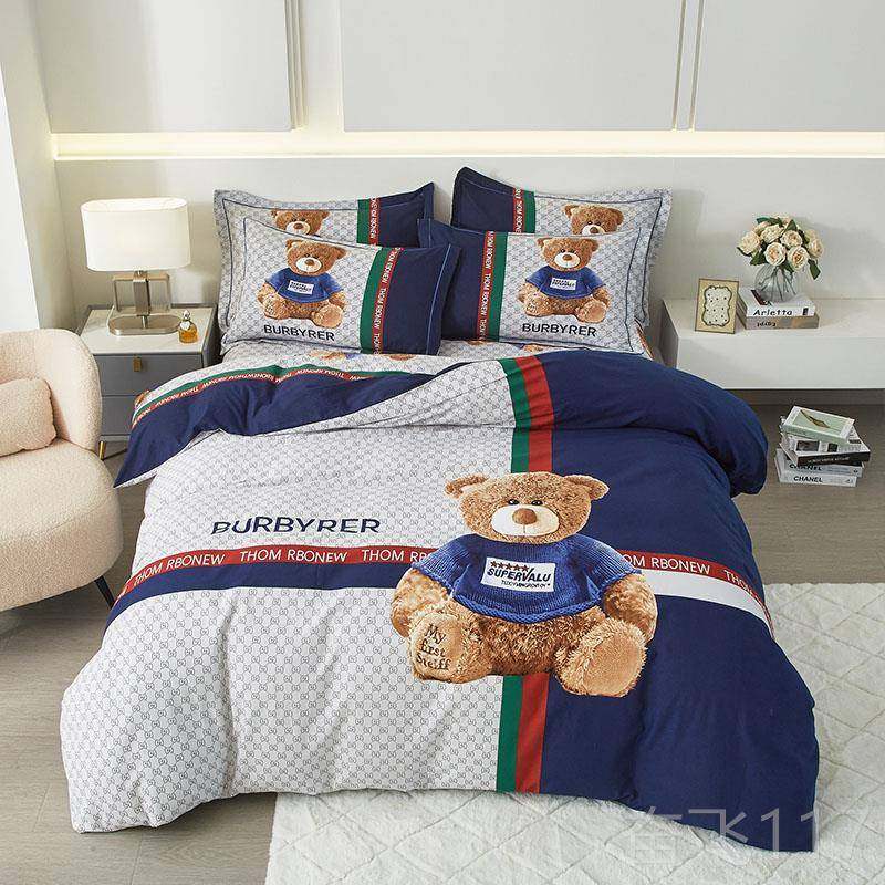 正品棉卡通拉丝四件套纯棉女男儿童纯宿舍三件套床生单被套生床上