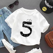 儿童宝宝文字1周岁生日数字2345拍照男童女童纯棉夏装 卡通短袖 t恤