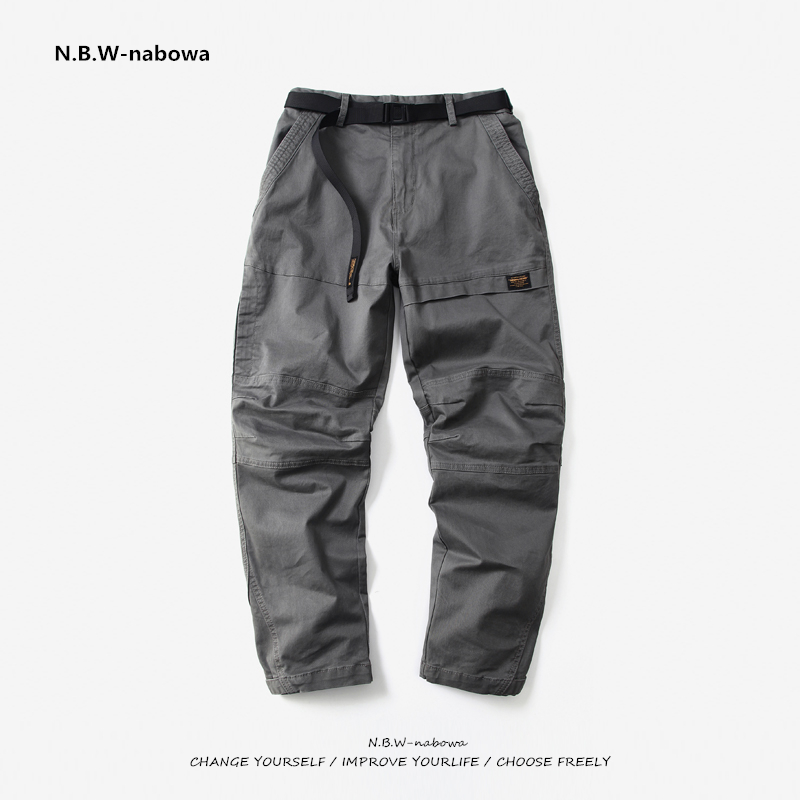 加绒同步弹力日系口袋工装裤男