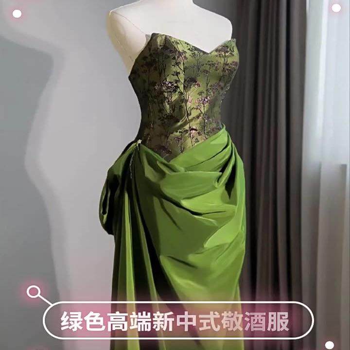 订婚礼服2024新款绿色小众
