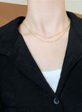 韩国气质简约小众ins冷淡风双层项链女个性甜美锁骨链颈链C616