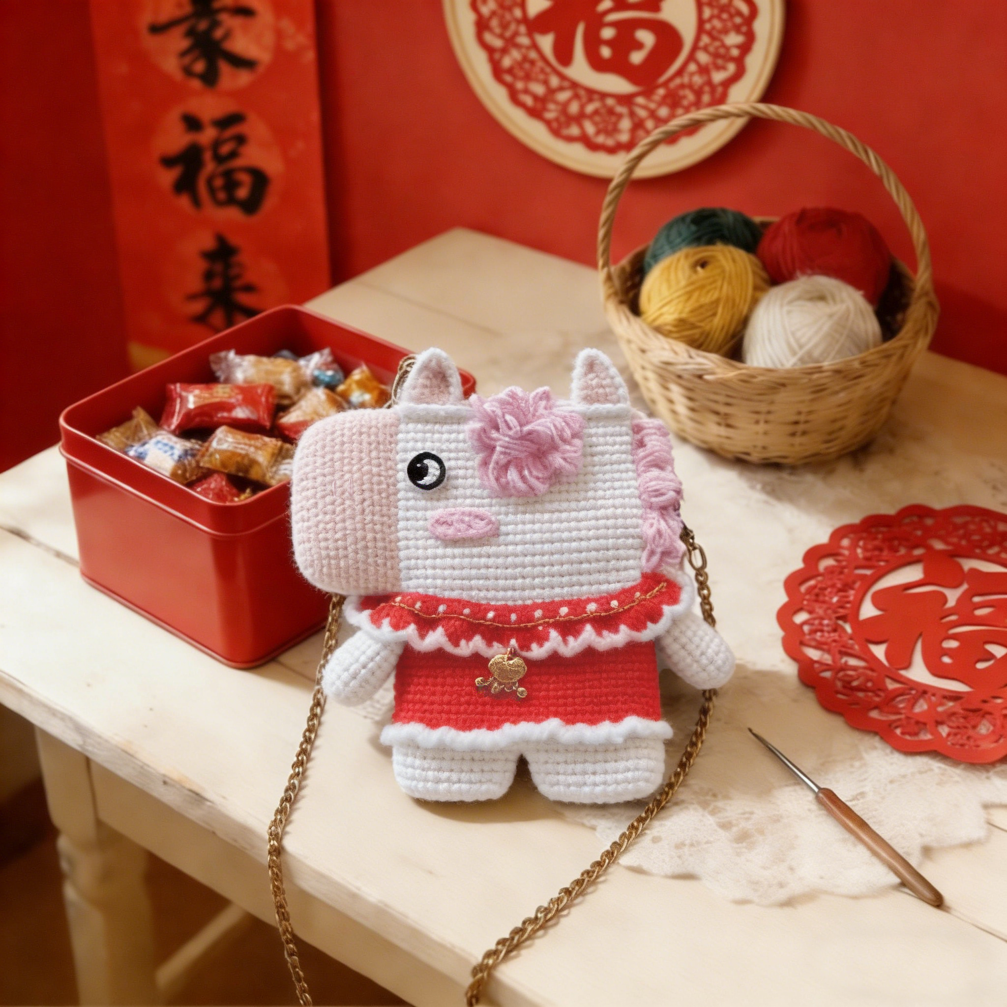 胖小森手作马年红包玩偶diy手工钩针编织包包毛线团牛奶棉材料包,服饰配件/皮带/帽子/围巾,DIY编织材料包,淘宝优惠券,粉丝福利购,淘宝优惠卷