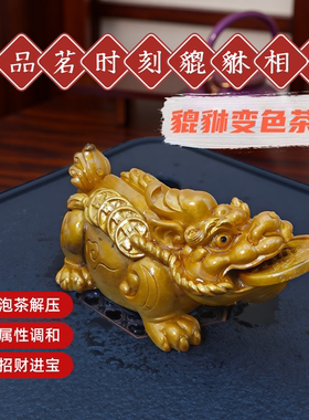 貔貅变色茶宠树脂茶宠桌面摆件大号茶玩招财摆件办公室茶室店铺