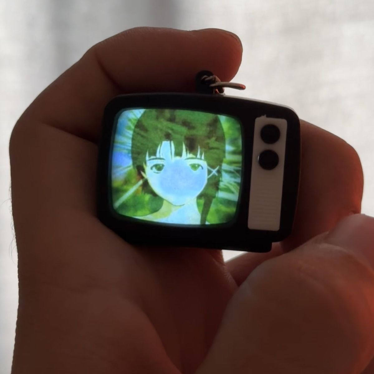 lain铃音创意小电视机发光发声钥匙扣挂坠