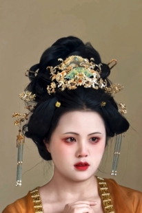 原创 暖玉笙烟 唐风发饰套装富贵发冠流苏发钗汉服古风配饰发钗