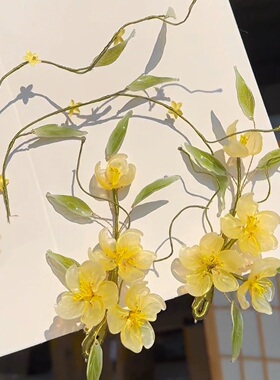 原创 熙春 迎春花琉璃簪花重工藤蔓古风发饰发夹汉服配饰