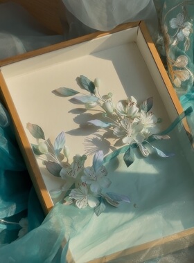 原创 晴雪 真丝烫花梨花发饰软杆花朵发饰仙气汉服古风流苏发钗