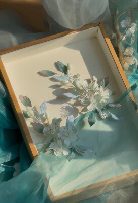 原创 晴雪 真丝烫花梨花发饰软杆花朵发饰仙气汉服古风流苏发钗