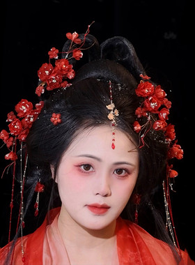 真丝烫花梅花发饰汉服头饰
