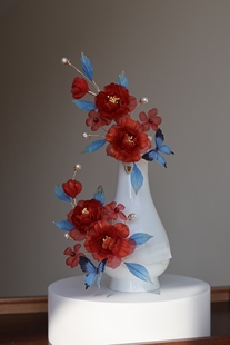 原创 醉花荫 真丝烫花汉服配饰古风发饰绢纱花朵头饰仙气百搭