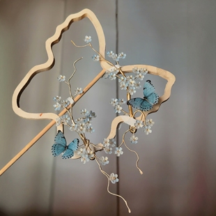 原创 云岫 琉璃簪花清冷发饰百搭汉服配饰古风饰品蝴蝶仙气百搭