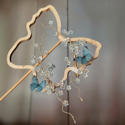 原创 云岫 琉璃簪花清冷发饰百搭汉服配饰古风饰品蝴蝶仙气百搭
