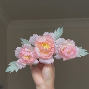 原创 惜花芷 真丝烫花发冠神仙花冠发饰汉服配饰古风头饰仙气发饰