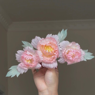 原创 惜花芷 真丝烫花发冠神仙花冠发饰汉服配饰古风头饰仙气发饰