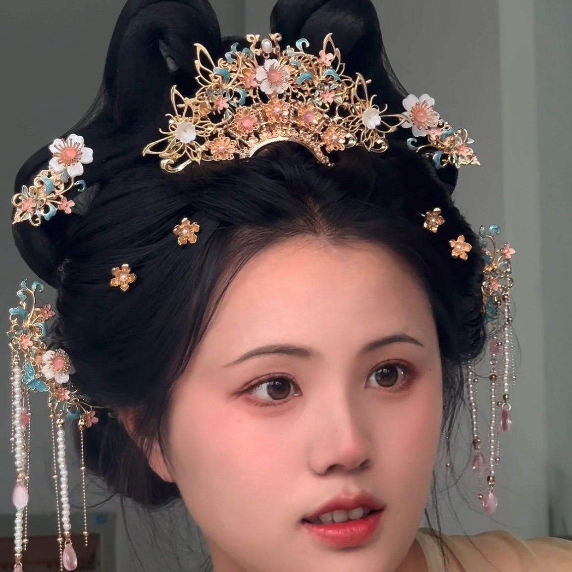 原创 杳杳 重工发冠流苏发钗发夹唐风明制汉服发饰配饰古风饰品