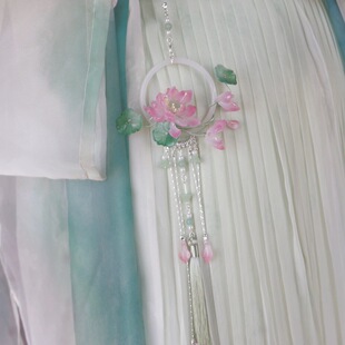 原创 碧妆 荷花重工流苏禁步琉璃簪花后压仙气古风汉服配饰发饰