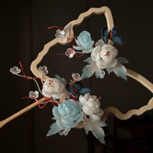 原创 云淮 琉璃簪花宋制簪花发夹汉服配饰发夹发饰百搭仙气清冷感