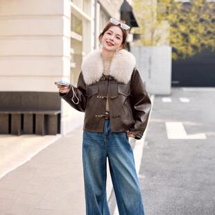 狐狸毛领可时服尚短白鸭绒款羽绒拆女冬季新款年轻ZYI6522K款机车