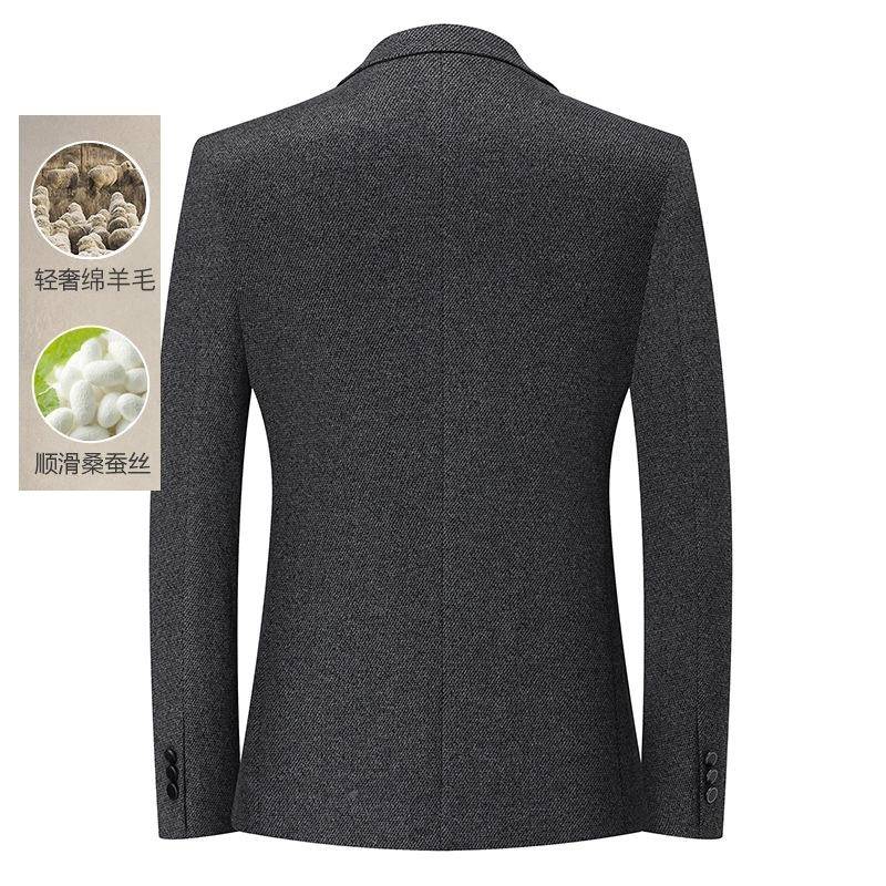 休025款秋冬厚男士羊毛桑蚕丝西装2中青年男627-L装闲潮流单西服