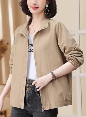 开短外春套女秋衫新款薄款大码立上格88208领衣中年妈妈休闲夹克
