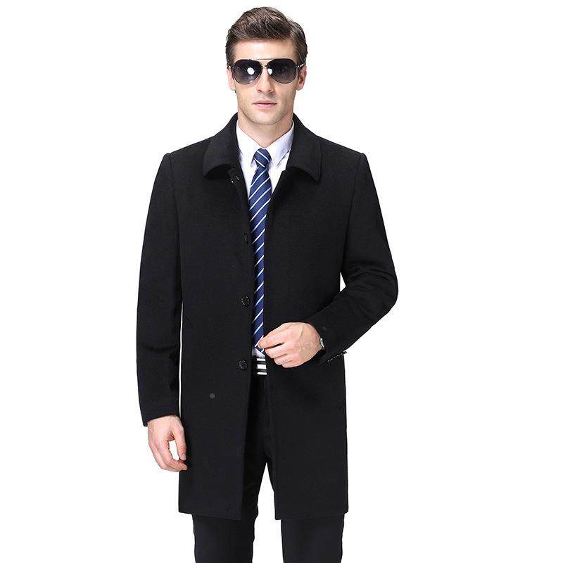 202冬季羊绒大衣闲男商3务休中1807老男士加厚保暖男装长款羊年毛