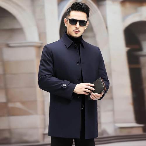 冬季绒服男羽装爸中青年翻领爸装商务闲高休端轻便2176-U御寒外套