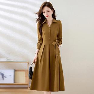 衣裙女装 年气质修身 春秋长袖 款 显瘦轻熟风连中ZSAN1858长款 衬新衫