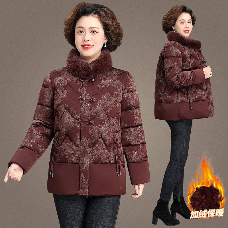 妈妈过年衣服秋冬新棉袄外老套0女22584-9136款羽绒棉服中年冬装